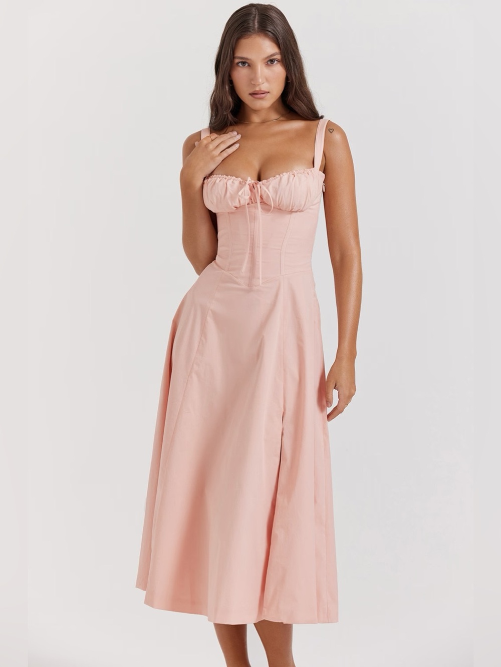 House of cb carmen baby pink bustier midi sundress size extra small